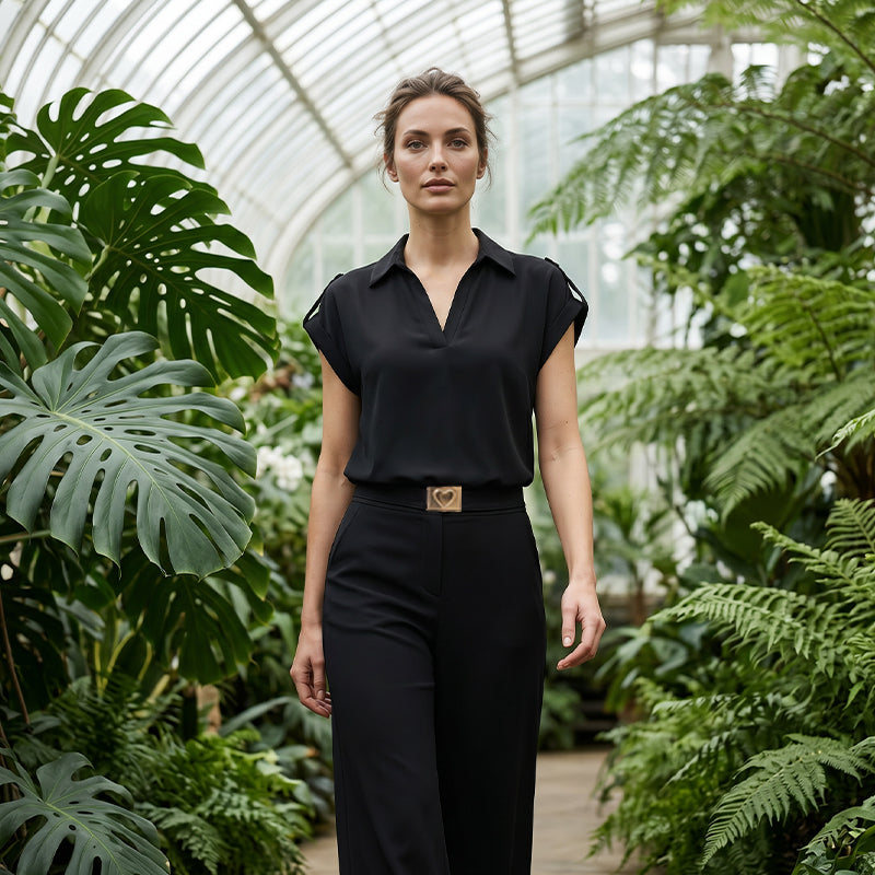 🔥👚 50% Rabatt! Damen Chic Zweiteiler-Set: Bequemes Polo-Top & Wide-Leg-Hose | Elegant für Jeden Tag & Jede Gelegenheit 🌸💨