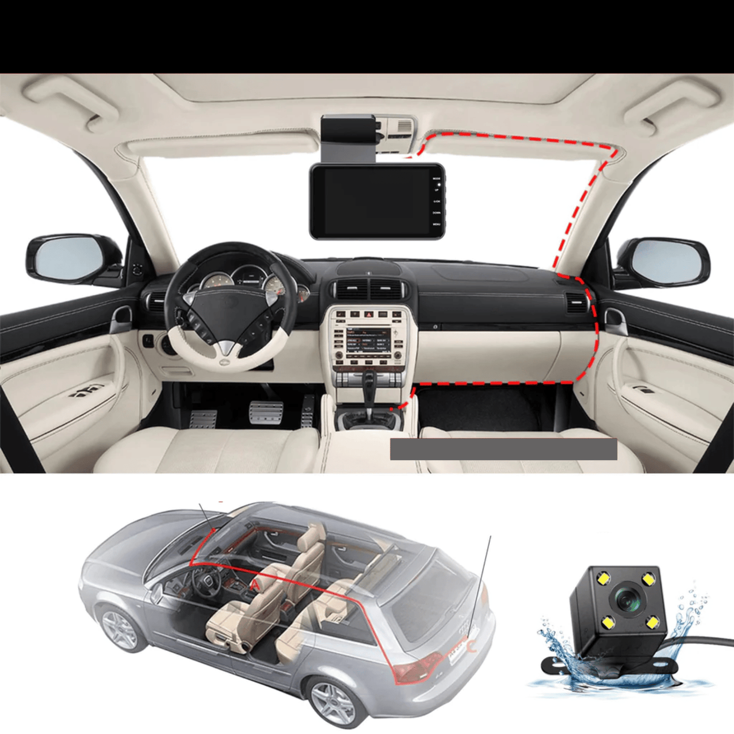 📹 Dual-Lens Dashcam mit 1080P HD & Nachtsicht – 170° Weitwinkel