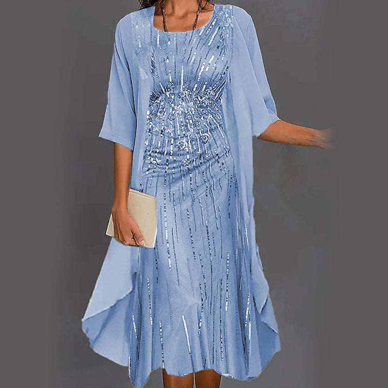 🌸Neue Modelle für den Frühling 2025👗Elegantní 2-częściowy zestaw: bluzka z półrękawkiem + sukienka