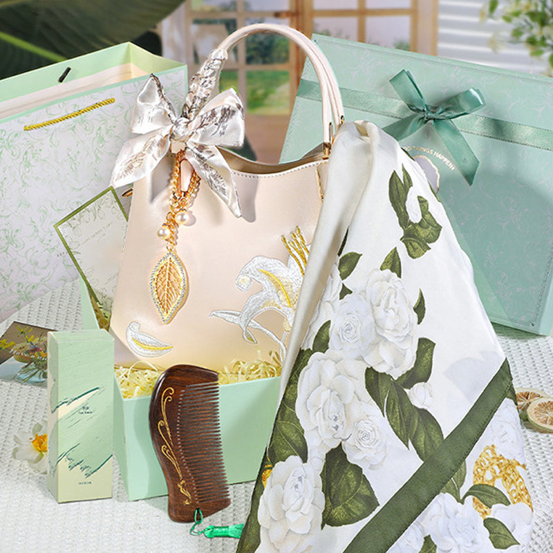 🌸Muttertagsrabatt 50%🌸Elegante bestickte Lilienhandtasche für Frauen Geschenkbox