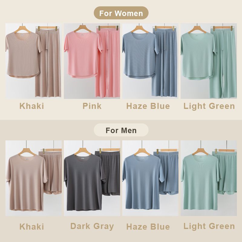 ❄️Weiches, Bequemes Ice Silk Kurzarm-Set (2-teilig)