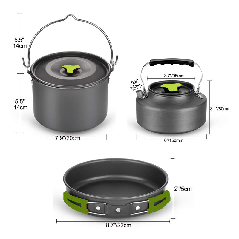 Durable Lightweight Portable Camping Cookware Mess Set