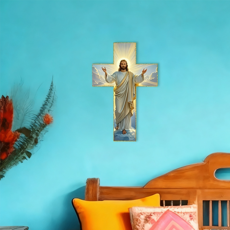 ✝️ 50% RABATT! ✨ Retro Jesus Christus Wandkreuz - Vintage Holzdesign mit Religiöser Symbolik für Spirituelle Raumdekoration 🕊️🌟