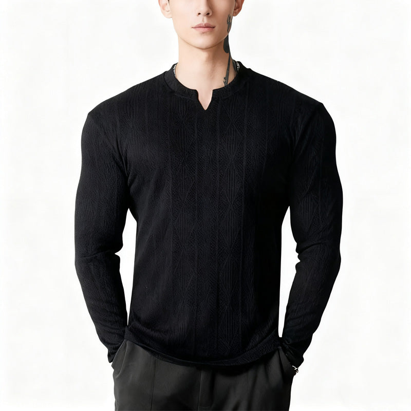 🔥2025 Ausgewählte Herrenmode🔥Herren-Langarmshirt aus Jacquard-Strick