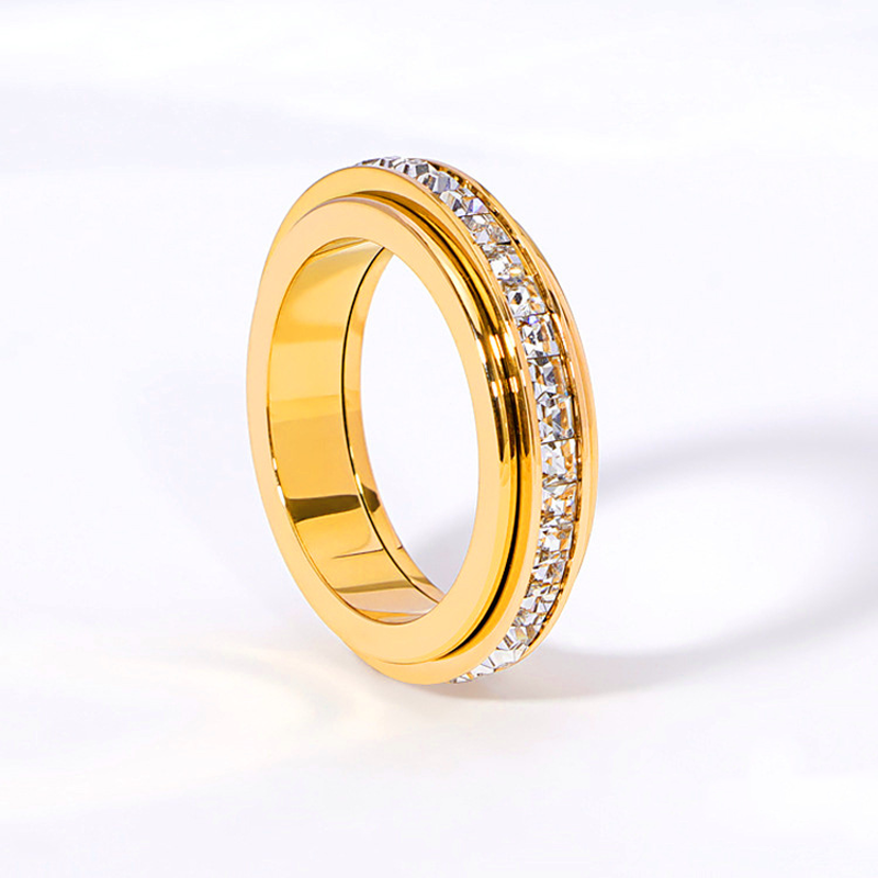 💖50 % Rabatt!💖Drehbarer Spinner-Ring aus Titanstahl mit Zirkonia