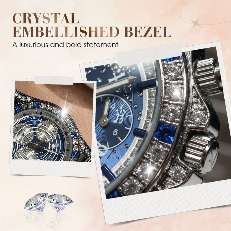 TINAIBIN Zwölf Sternzeichen & Sternenhimmel Diamant Automatikuhr Skelett Herrenuhr