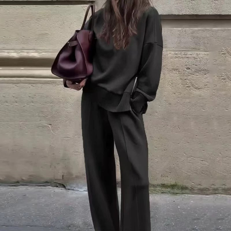 Sweatshirt mit hohem Kragen und seitlichem Reißverschluss & Hose im Set🔥Kauf 2 Artikel versandkostenfrei