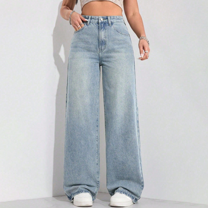 Damenjeans mit hoher Taille und geradem Bein
