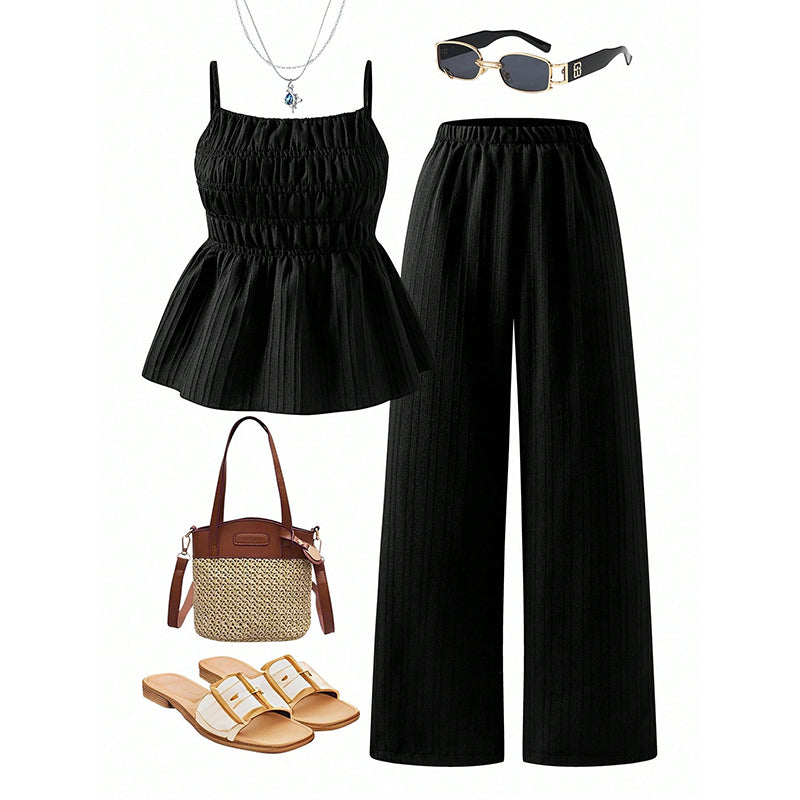 📢📢 50% RABATT! ⏰ Women's Casual Cami Top & Wide-Leg Pants Set – lässiger Zweiteiler für warme Tage. 🔥🌸