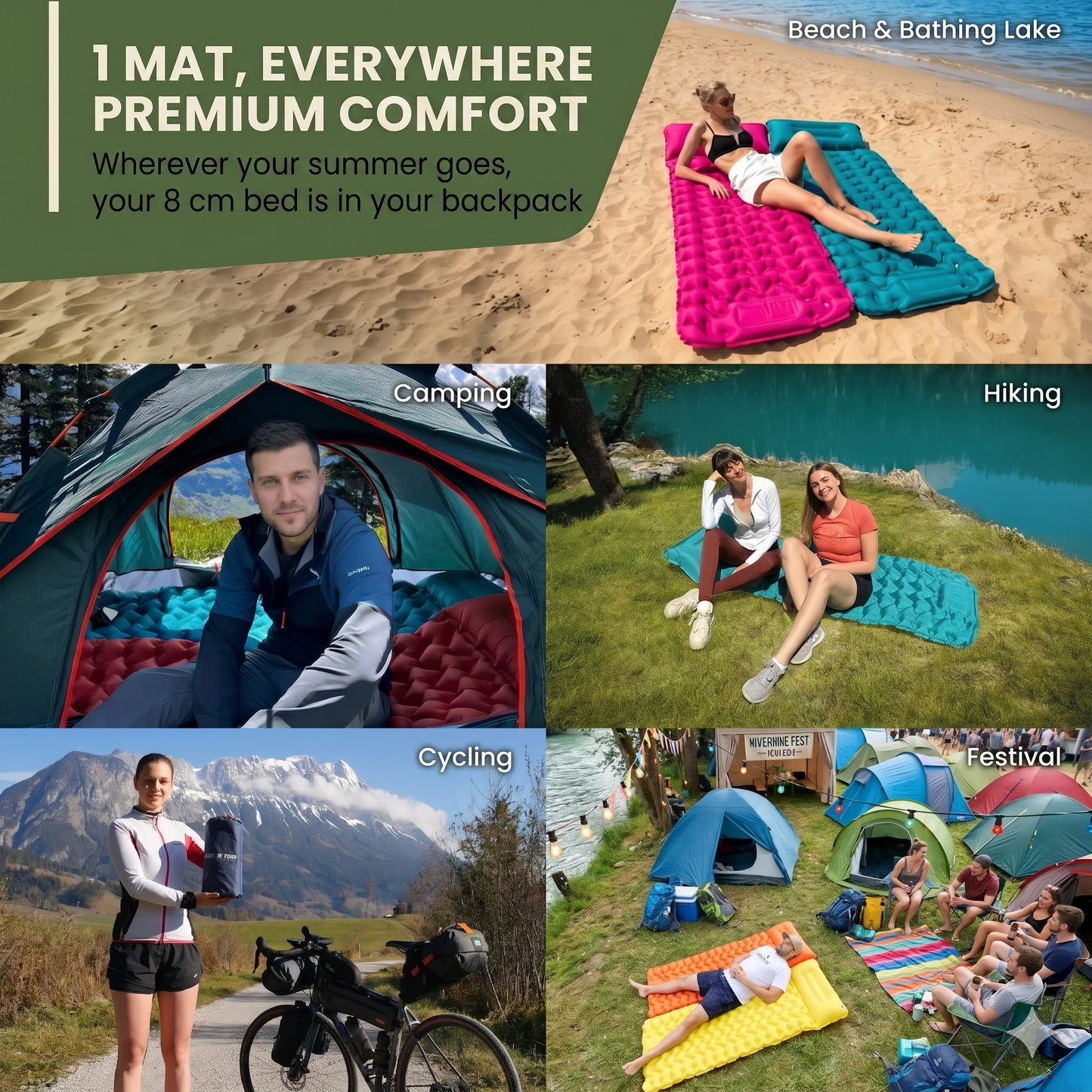 🏕️🛏️Luftmatratze mit Fußpumpe🦶 Einfach Aufblasbar Gästematratze für Reise