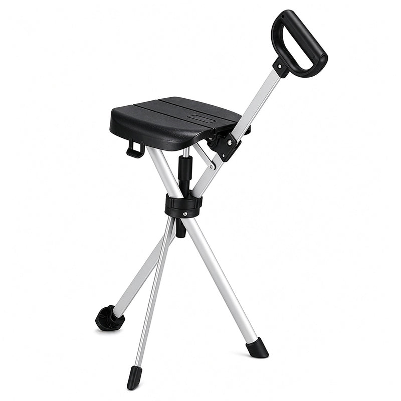 🚶♂️🦯 Faltbarer Gehstock mit Sitz – 50% RABATT! Aluminiumrahmen, Dreibein-Stabilität, rutschfester Fuß – Gehen & Ausruhen überall 🪑