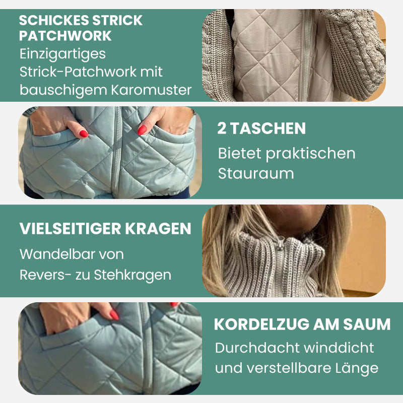 💥Top-Seller-Ausverkauf 2025: 40 % Rabatt🔥Gestrickte Patchwork-Pufferjacke für Damen