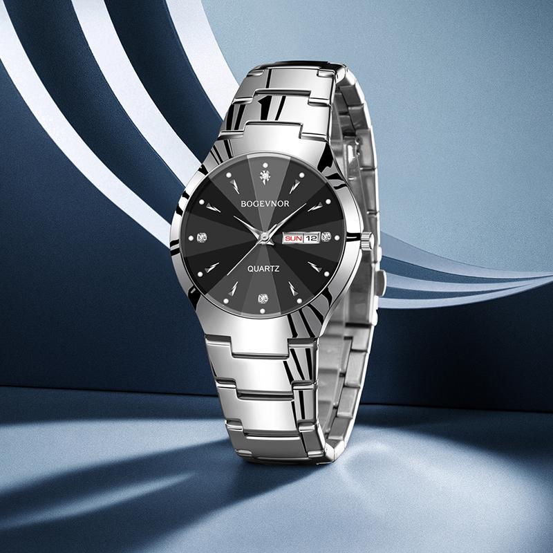 Herrenuhr mit rundem Zifferblatt, für Freizeit und Business, mit Quarzwerk