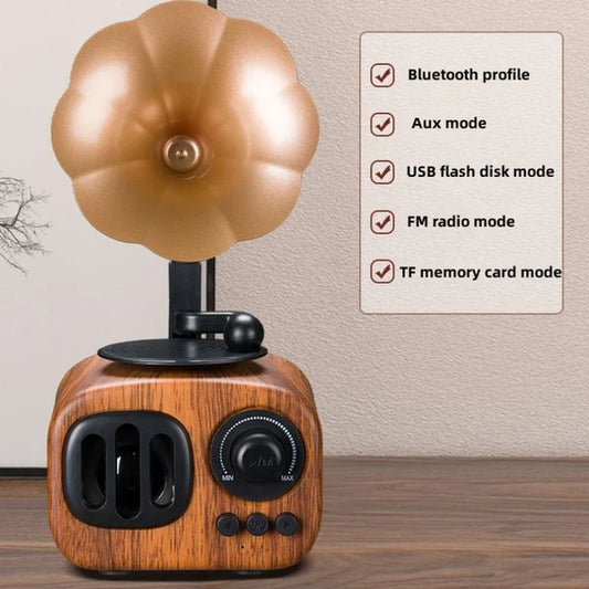 Altavoz Bluetooth Fonógrafo Retro de Madera