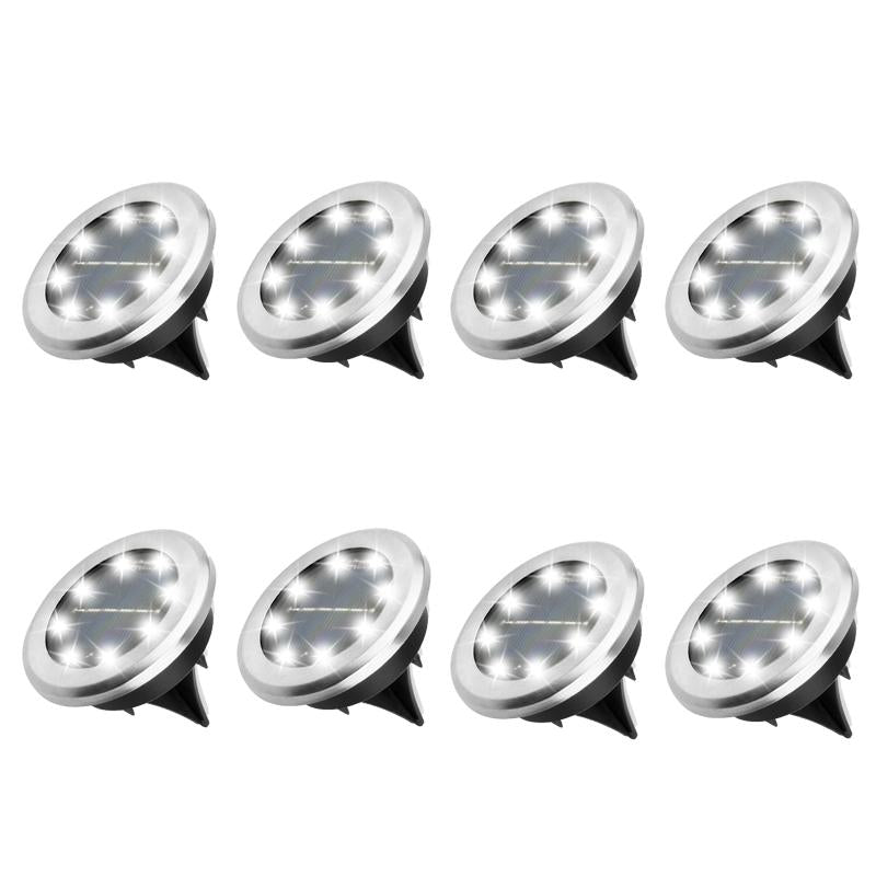 Solar-Bodenleuchte aus Edelstahl mit 8 LED-Lampen