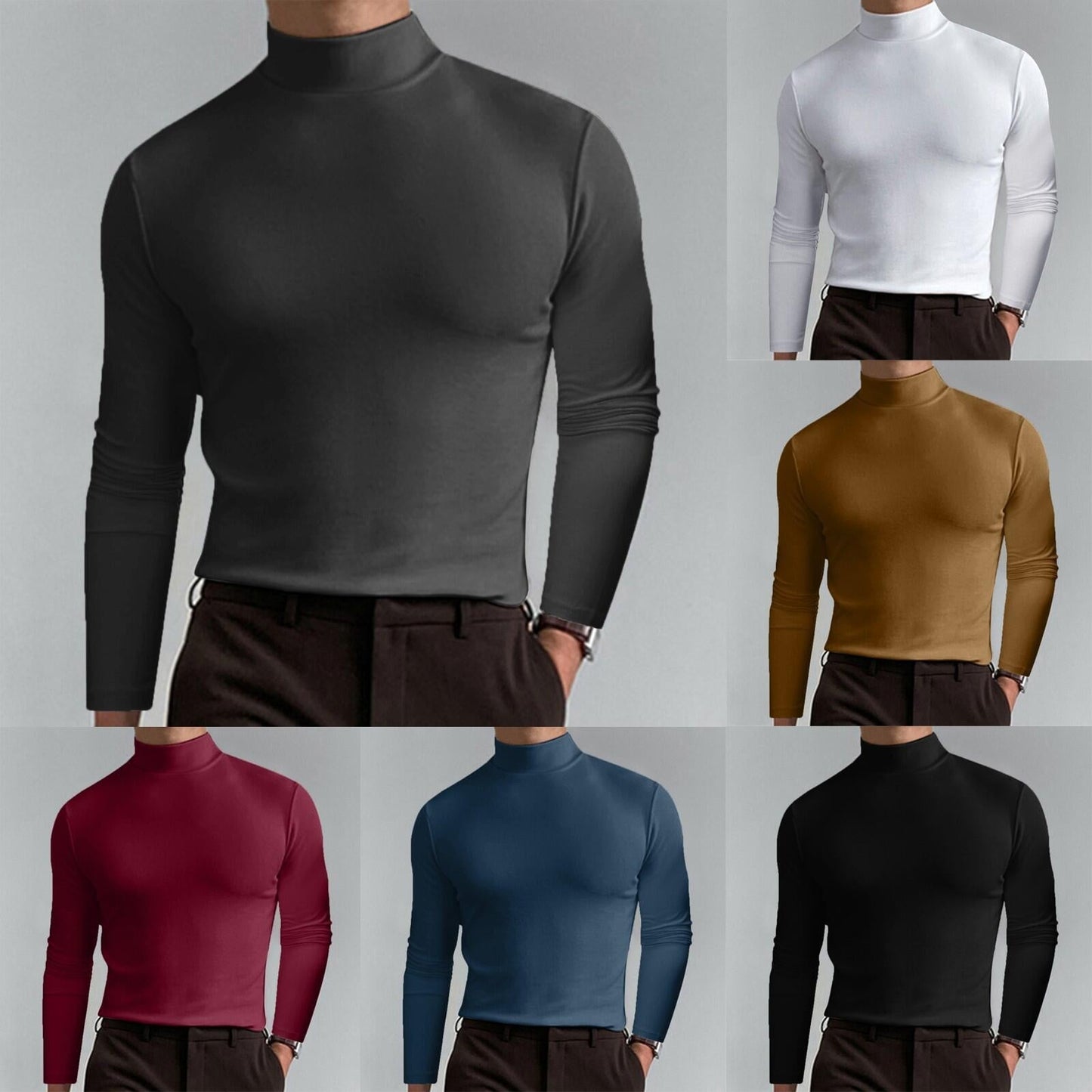 ⏳Begrenzte Zeit 50% Rabatt💥🎁Hochgeschlossenes Herren-T-Shirt mit langen Ärmeln und schmaler Passform