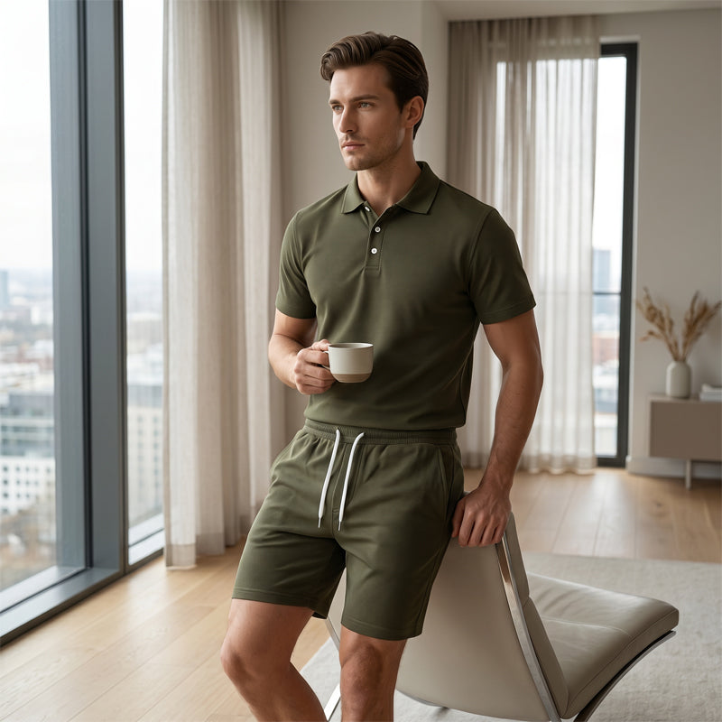 Zweiteiliges Sommer-Set für Herren aus Polohemd und Shorts