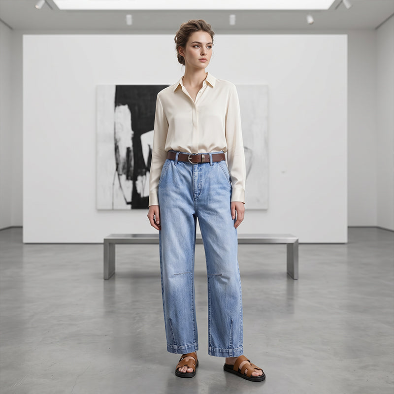 Damen-Jeans mit hoher Taille und verkürztem Schnitt