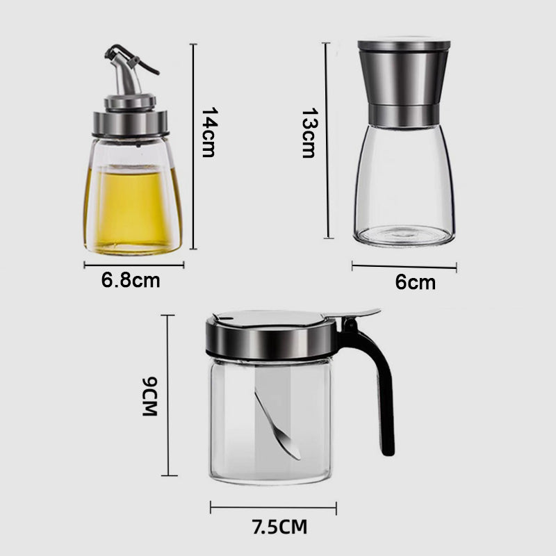 Gewürz-Organizer-Set aus Glas mit drehbarem Ständer