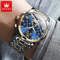 Automatische Herrenuhr Automatikaufzug Blau Edelstahl Tourbillon Mechanisch Leuchtend Wasserdicht Kalender Chronograph Business Luxus Mode