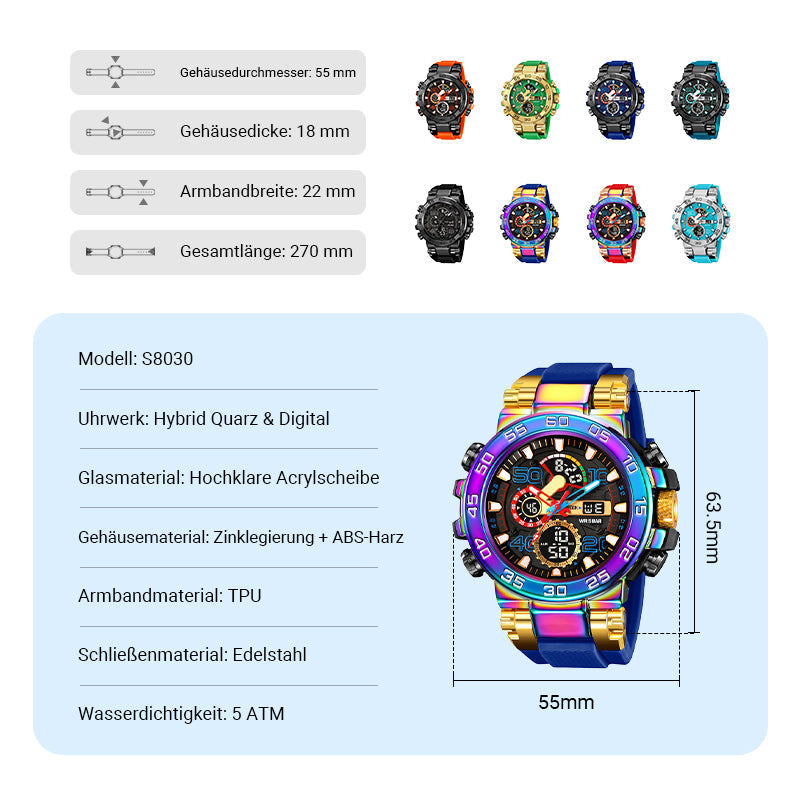 🎨Farbenfrohe Herrenuhr im Punk-Stil mit Quarzwerk