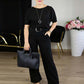 Elegantes 3-teiliges Set: Langer Cardigan, Oberteil und Hose