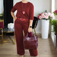 Elegantes 3-teiliges Set: Langer Cardigan, Oberteil und Hose