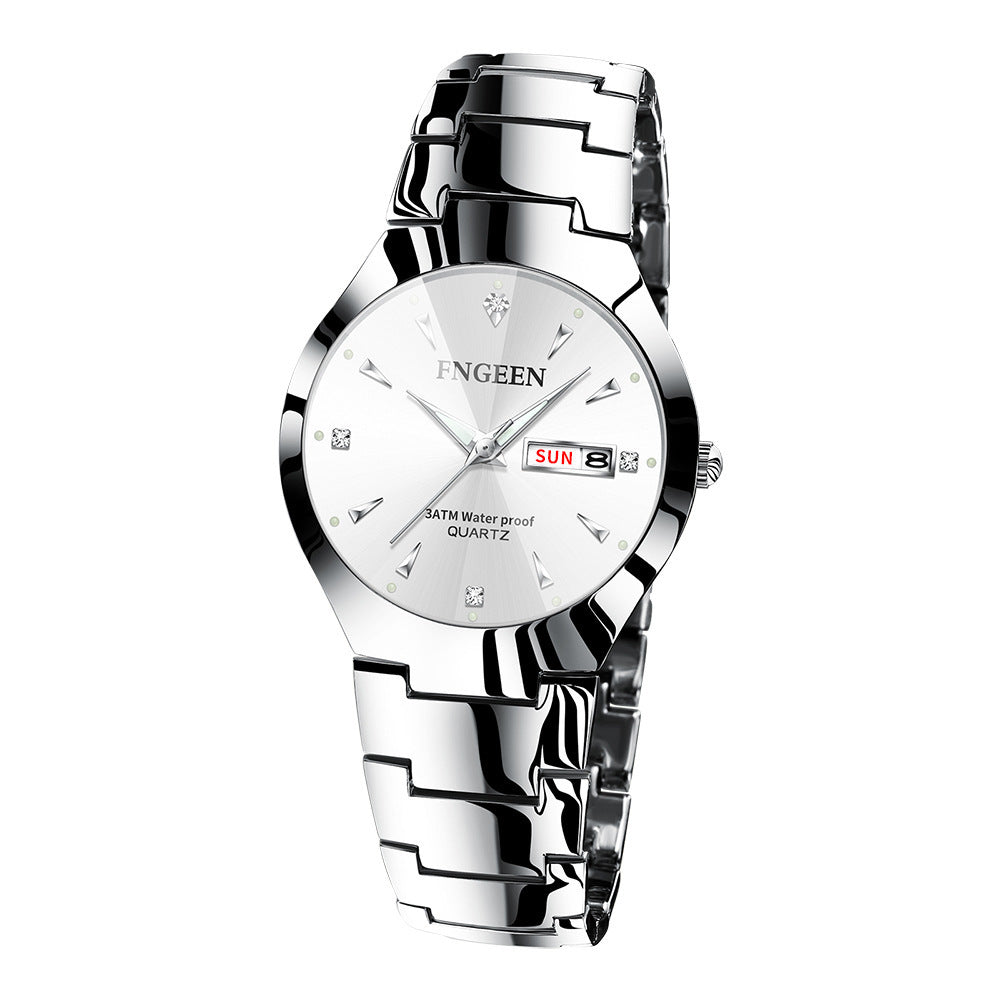 Herrenuhr mit rundem Zifferblatt, für Freizeit und Business, mit Quarzwerk