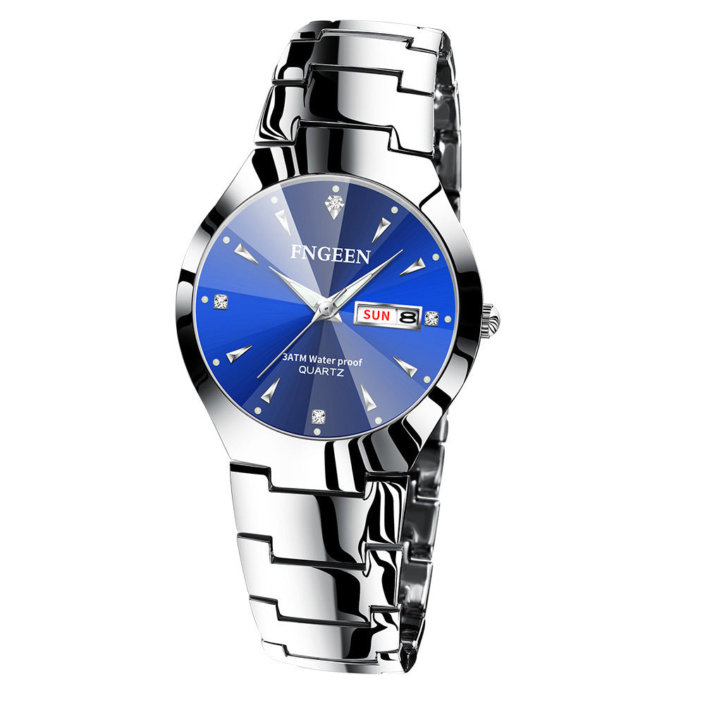 Herrenuhr mit rundem Zifferblatt, für Freizeit und Business, mit Quarzwerk