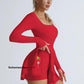 Damen-Sportkleid, einfarbig, mit gekreuztem Rückenausschnitt, 2-in-1