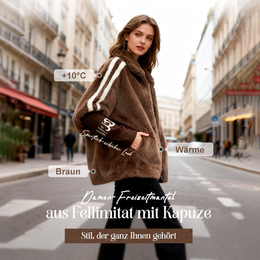 Damen-Freizeitmantel mit Kapuze und Reißverschluss