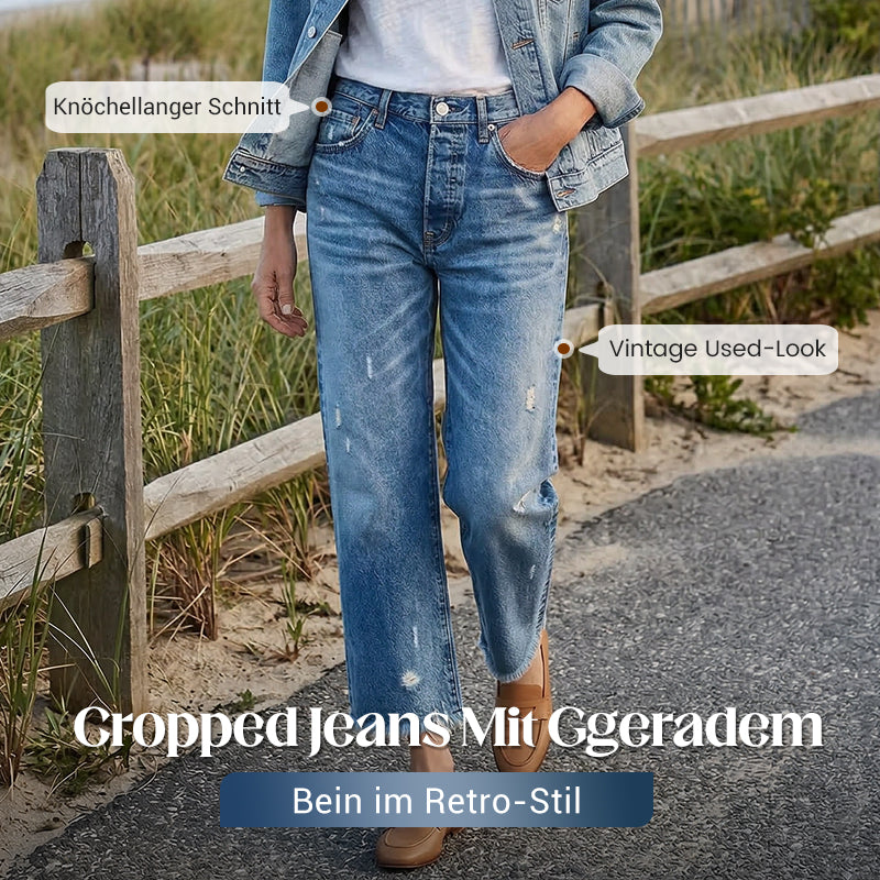 ✨🔥Damen-Retro-Cropped-Straight-Leg-Jeans👖