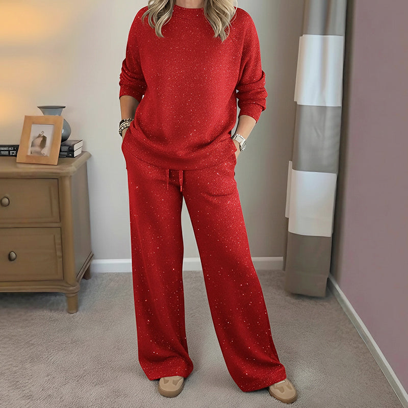 ⏳ Letzter Tag: 50 % auf das gesamte Sortiment! ⏰ Damen-Glitzer-Weihnachts-Zweiteiler: Sweatshirt & Hose