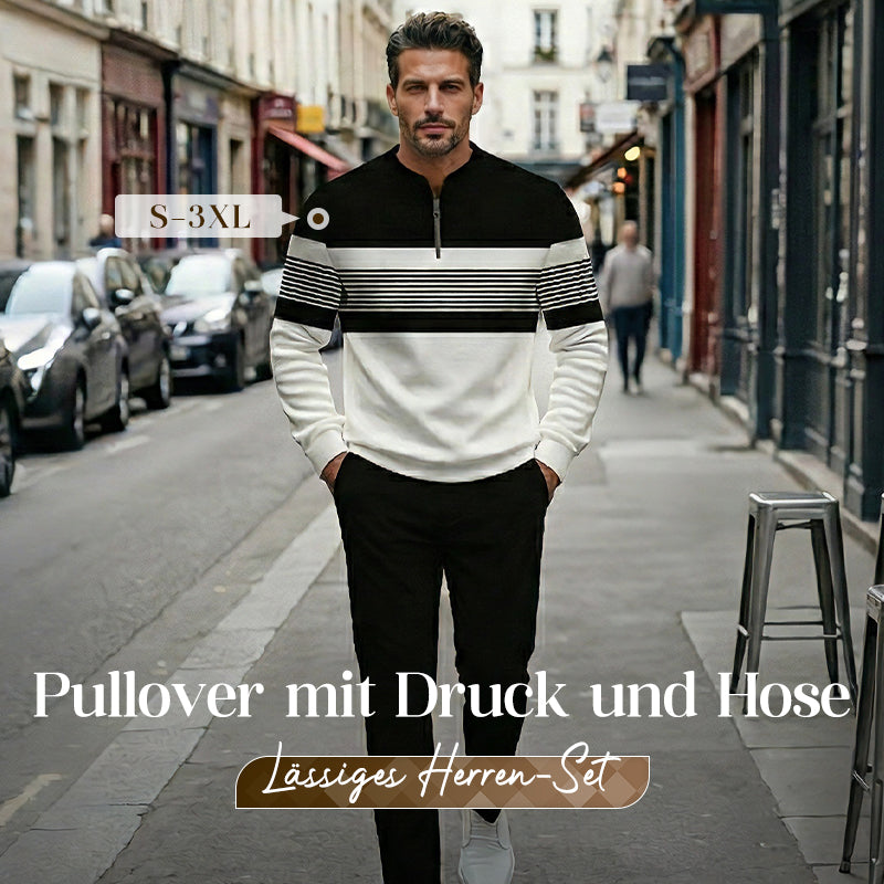 👕 50% RABATT! ⌛ Herren-Set: Pullover mit Grafischem Druck & Hose – Lässiger Street-Style, Bequemer Schnitt & Vielseitig 👖