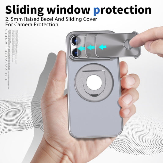 Push Window Lens Shield Rotating Magnetic Holder Phone Case Funda rígida a prueba de caídas