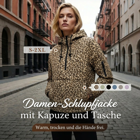 Kapuzenpullover mit Leopardenmuster und Kängurutasche