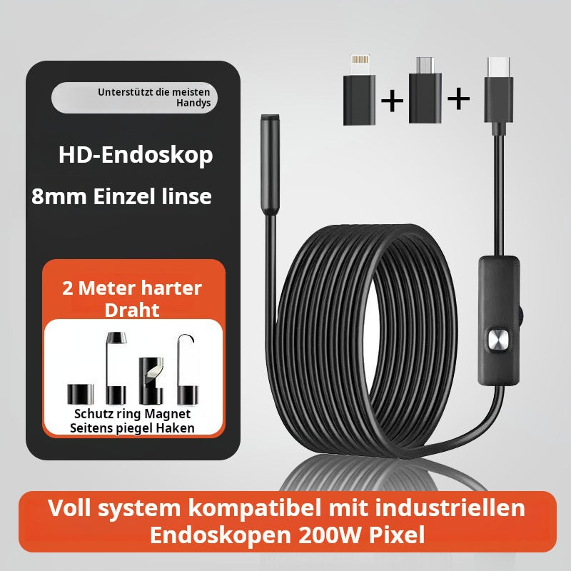1920P HD Endoskop-Kamera mit 8 einstellbaren LED-Leuchten, 3.5m halbstarre Schlangenkamera, IP67 wasserdicht, Inspektionskamera für iOS und Android
