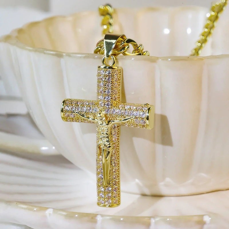 ✝️ 50% RABATT! ✨ Jesus-Kreuz-Anhänger (14K Vergoldet) – Spiritueller Schutz, Hochwertige Verarbeitung & Perfekt Als Bedeutungsvolles Geschenk 🎁