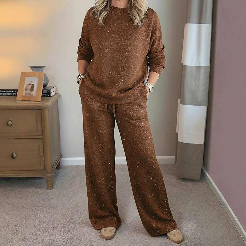 ⏳ Letzter Tag: 50 % auf das gesamte Sortiment! ⏰ Damen-Glitzer-Weihnachts-Zweiteiler: Sweatshirt & Hose