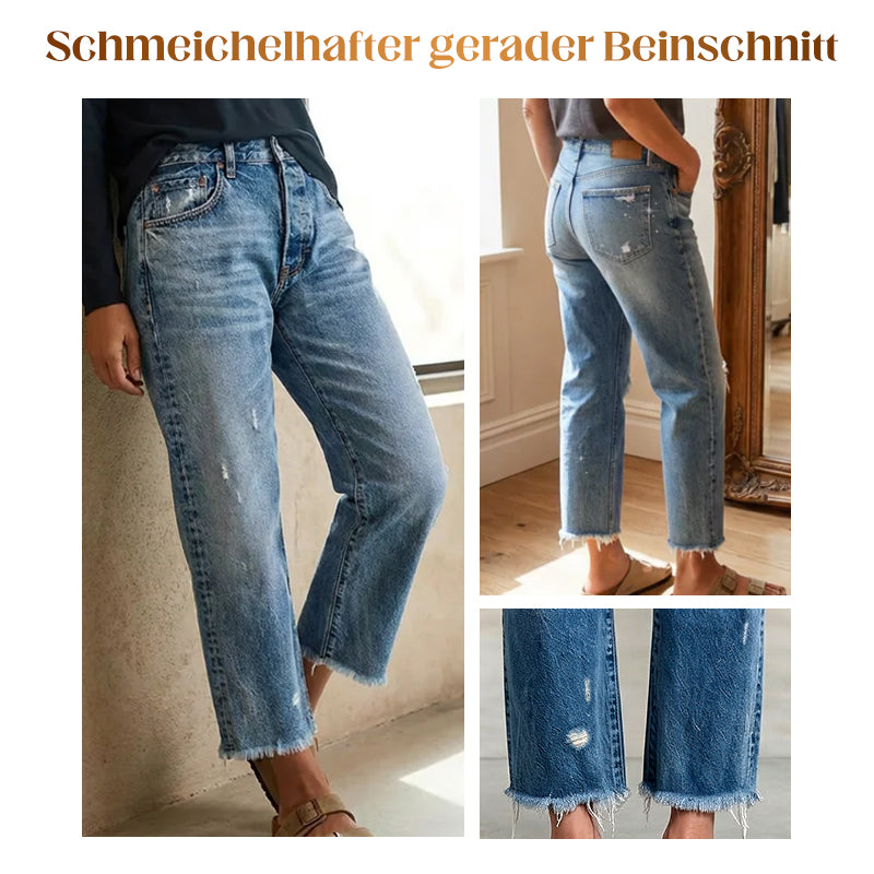 ✨🔥Damen-Retro-Cropped-Straight-Leg-Jeans👖