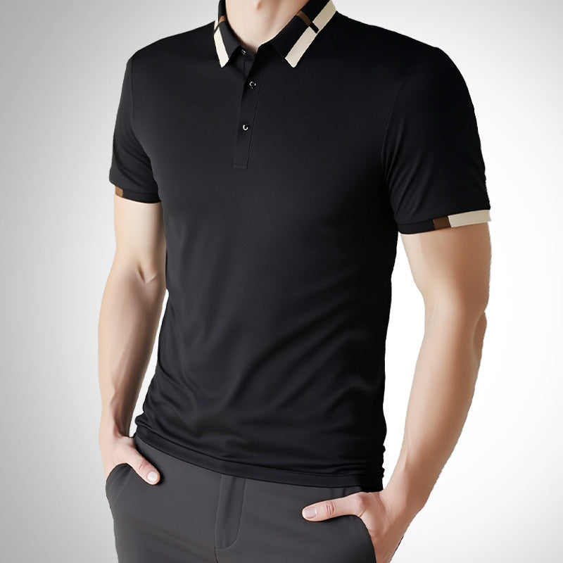🔥Herren Stretch Ice Silk Kurzarm-T-Shirt mit Revers