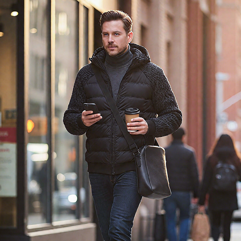 ⏰Herbst-Sonderangebot: 50 % Rabatt💥💥Gepolsterte Windjacke mit Kapuze für Herren