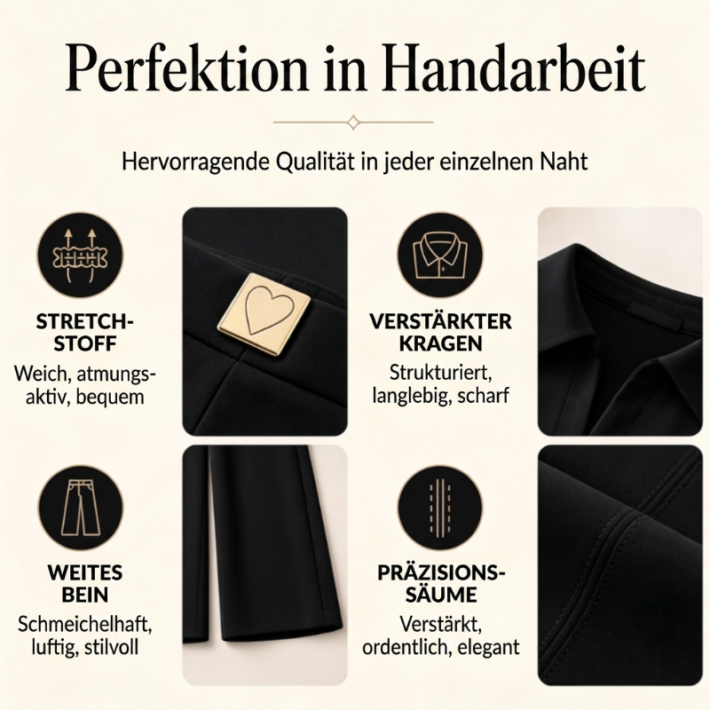 🔥👚 50% Rabatt! Damen Chic Zweiteiler-Set: Bequemes Polo-Top & Wide-Leg-Hose | Elegant für Jeden Tag & Jede Gelegenheit 🌸💨