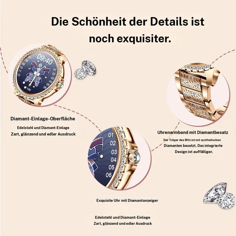 Modische Smartwatch für Frauen, 1,32 Zoll HD-Großbildschirm-Digitaluhr