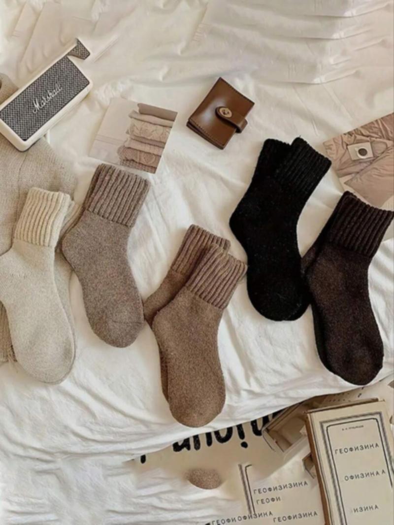 Nyzfexk Damen-Socken, halbhohe, solide, weiche, bequeme, warme Socken für Herbst und Winter