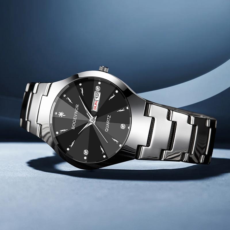 Herrenuhr mit rundem Zifferblatt, für Freizeit und Business, mit Quarzwerk