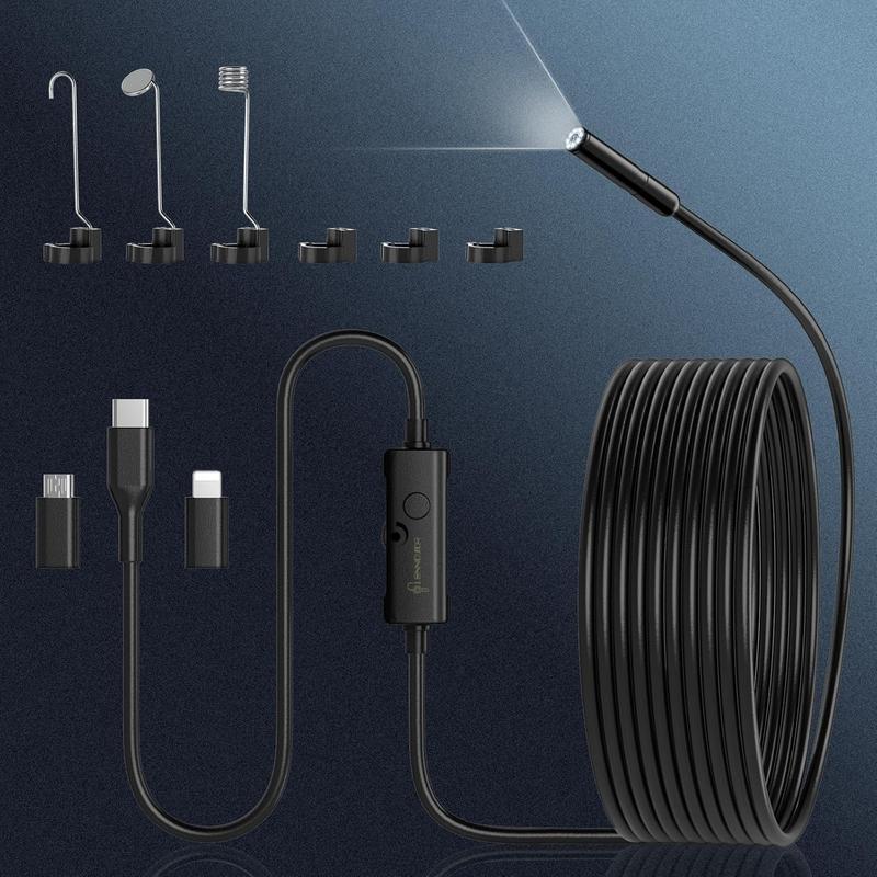 1920P HD Endoskop-Kamera mit 8 einstellbaren LED-Leuchten, 3.5m halbstarre Schlangenkamera, IP67 wasserdicht, Inspektionskamera für iOS und Android