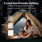 Campingventilator mit abnehmbarem Stativ, wiederaufladbarer Ventilator mit 30.000 mAh, LED-Beleuchtung und 270°-Schwenkfunktion, 4-in-1-Akku-Campingventilator