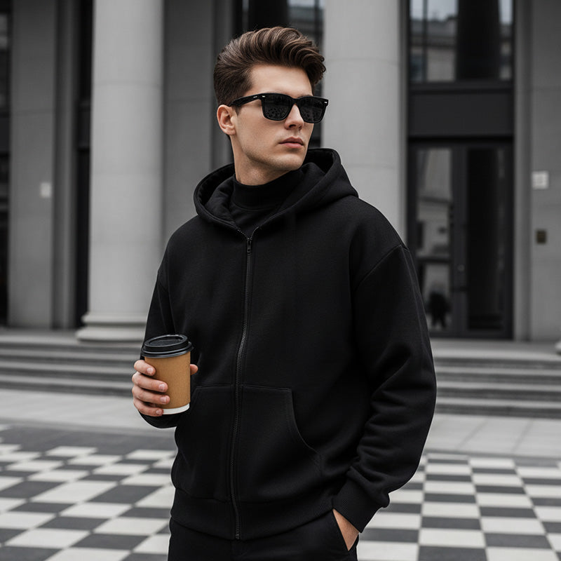 👁️‍🗨️Kapuzenpulli mit Kapuze und integriertem Reißverschluss für Herren, sportliches Sweatshirt