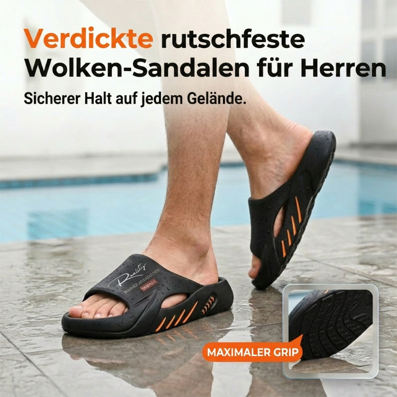 Rutschfeste, wolkenweiche Pantoletten mit dicker Sohle für Herren